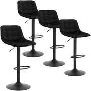Set di 4 Sgabelli da Bar per Casa Moderni Sgabelli Cucina Girevoli con Poggiapiedi, in Velluto Nero, BH273sz-4