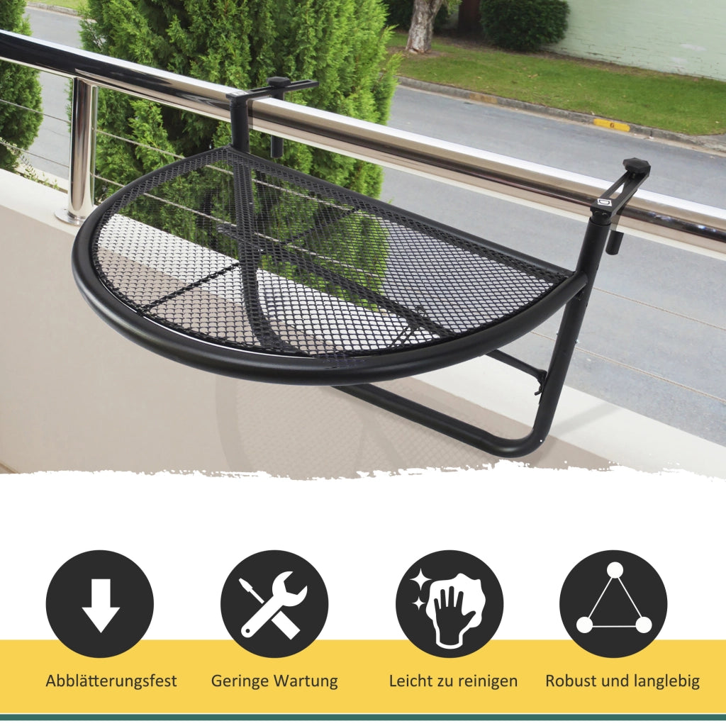 Tavolino da giardino sospeso regolabile in altezza semicircolare ¨C zephmum ¨C bianco metallo ?30x60x47x50 cm