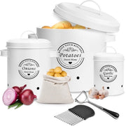 Set di contenitori ventilati per la conservazione di patate, cipolle e aglio (bianco) con 3 contenitori