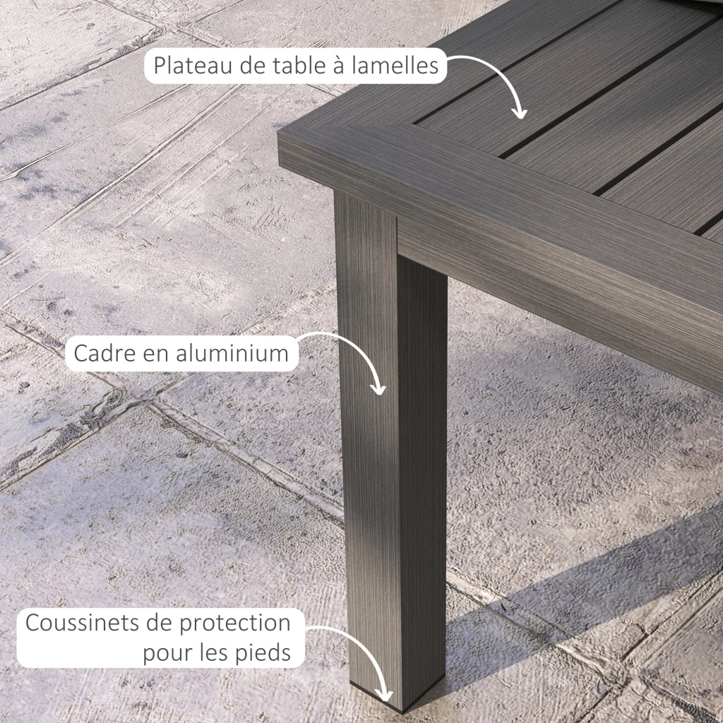 Tavolino rettangolare con piano a doghe ¨C Zephmum ¨C Marrone, Alluminio, 100x60x37 cm