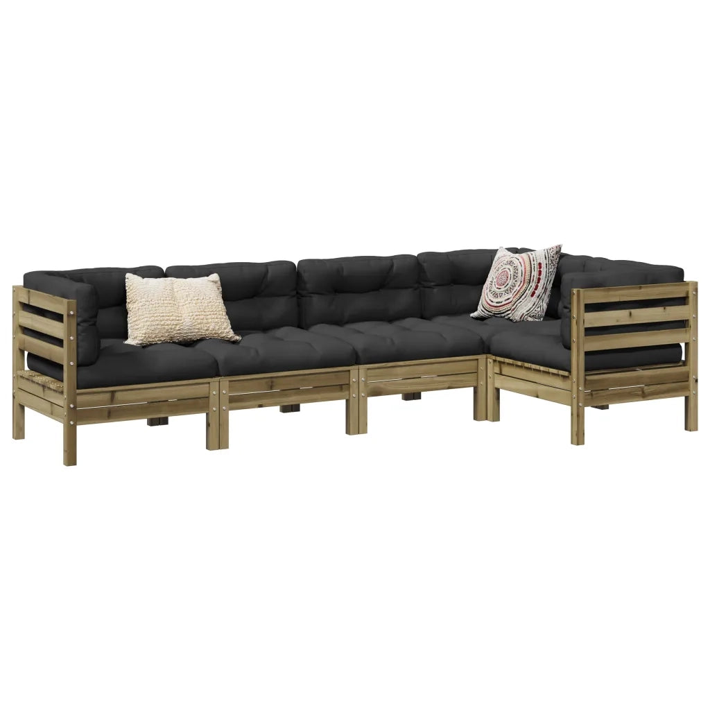 Set Divani da Giardino 5pz con Cuscini Legno Impregnato di Pino 3299440