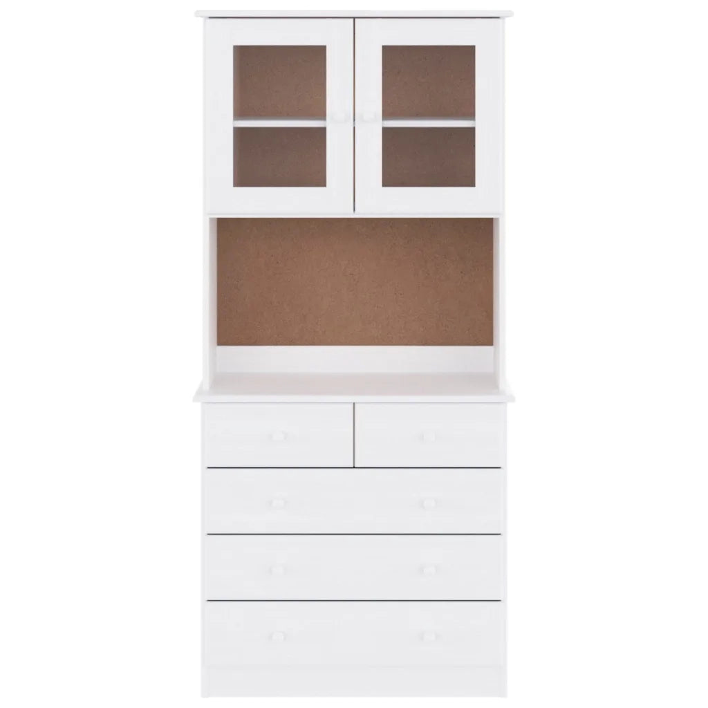 Credenza-Buffet-Armadio da cucina ALTA Bianca 77x35x165 cm in Legno Massello di Pino