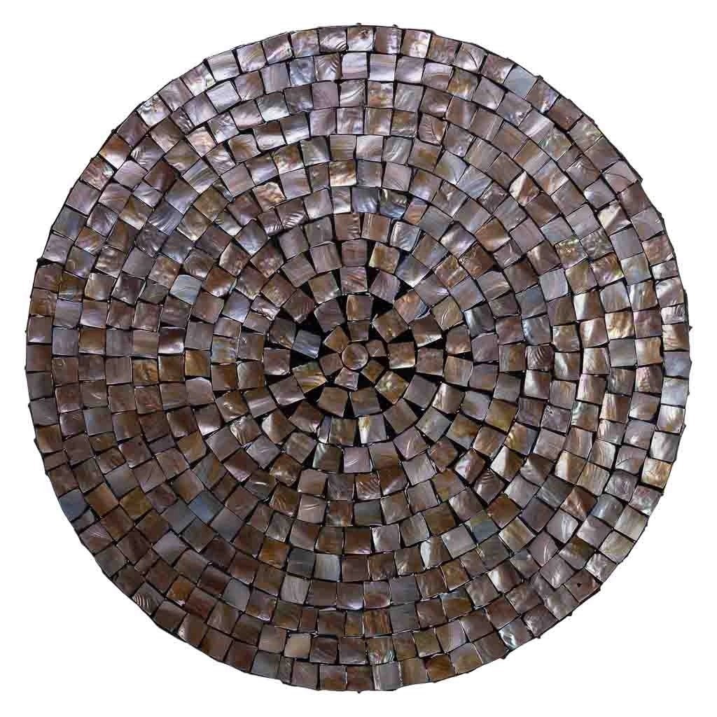 Tavolo da caffè in legno e madreperla marrone d77x43/5h cm