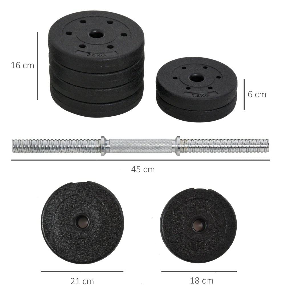 Set di manubri da 30 kg con dischi di peso per casa e palestra, in acciaio PU nero, ideale per l'allenamento della forza.