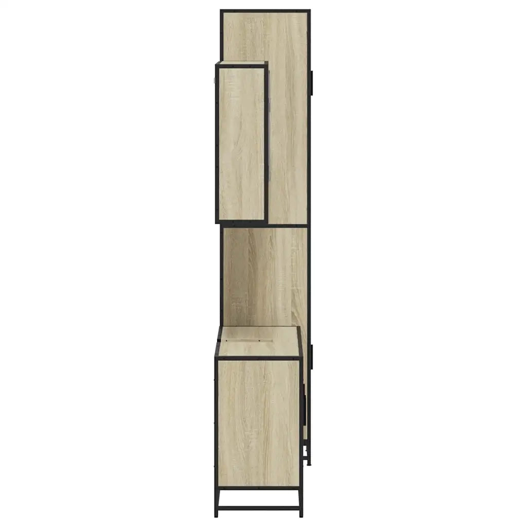 Set Mobili da Bagno 3 pz Rovere Sonoma in Legno Multistrato