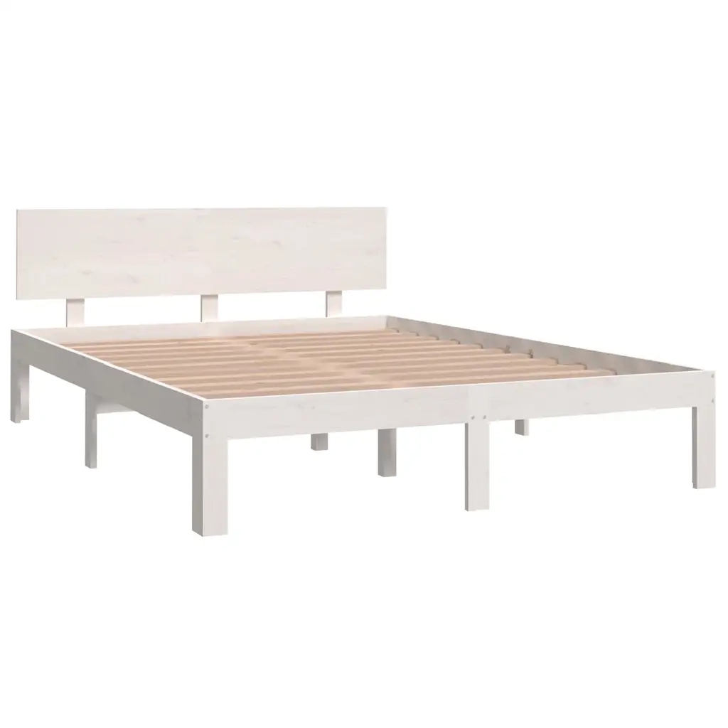 Giroletto-Struttura Letto Bianco in Legno Massello 150x200 cm King Size 981694