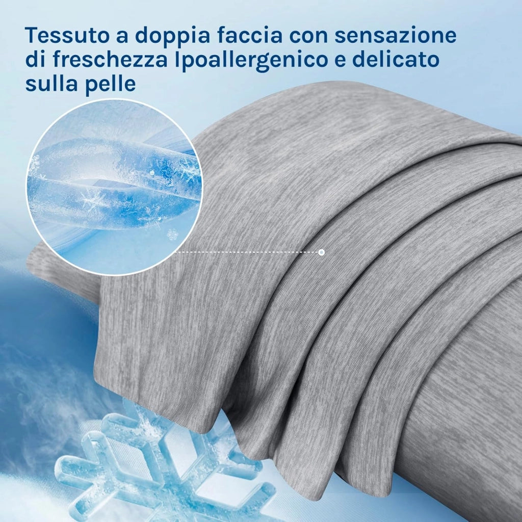 Federe Cuscino Rinfrescanti 2 Pezzi, Doppia Faccia Termo-Regolante con Tecnologia Arc-Chill, Federe Antisudore Notte, Zip Nascosta e Tessuto Traspirante, Lavabile in Lavatrice 50x70 cm Grigio
