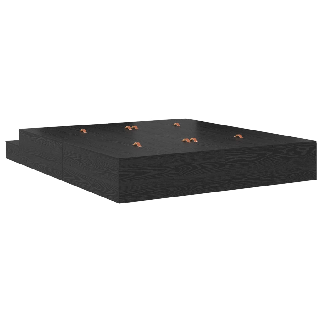 Struttura letto contenitore Nero Rovere 200x200 cm