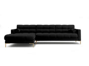 Cosmopolitan Design - Divano angolare sinistro "Bali" 5 posti in tessuto strutturato nero 
