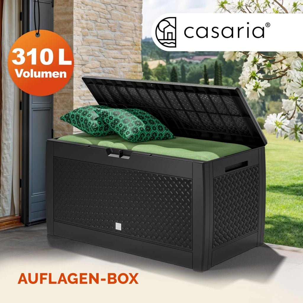 ® Baule da Giardino 310L Box Portacuscini 119x48x60cm 4 Rotelle Multibox 3 Maniglie Contenitore Richiudibile