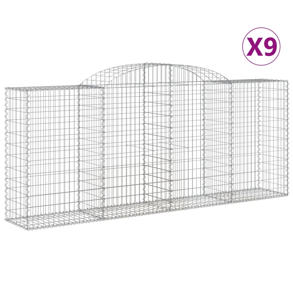 Cesti Gabbioni ad Arco 9 pz 300x50x120/140 cm Ferro Zincato