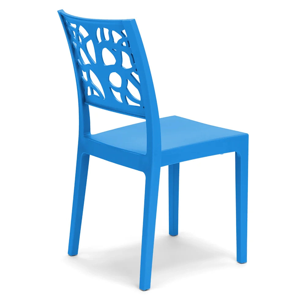 Set 2 sedie in polipropilene TETI, impilabile, resistente ai raggi UV, design moderno, ideale per sala da pranzo, cucina, sala d’attesa, bar, ristoranti o giardino, colore Azzurro
