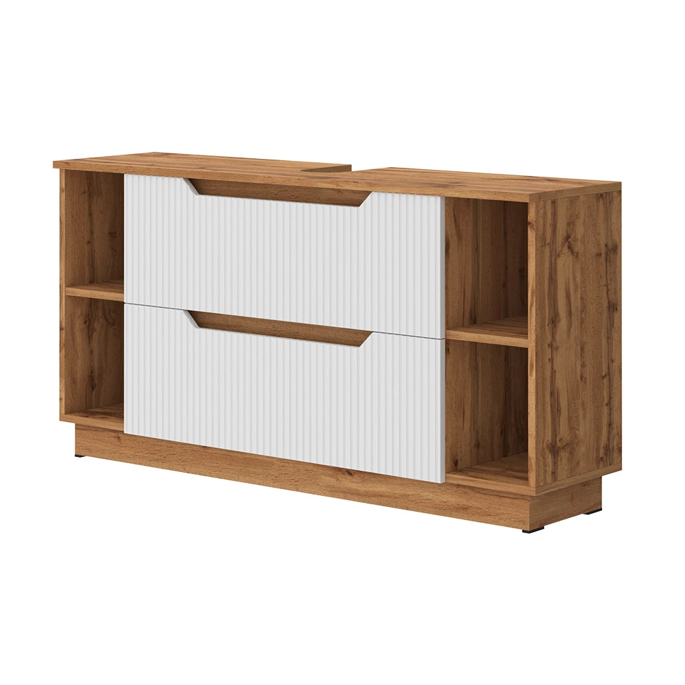 Vicco Mobile sottolavabo per bagno Rovere/bianco a strisce 119.2 x 62.5 cm con 2 cassetti