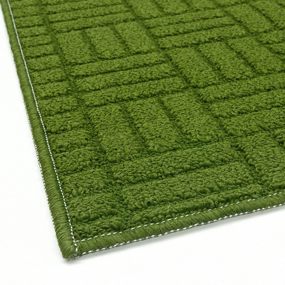 Tappeto Cucina Super Assorbente Tessitura 3D Tinta Unita Minimalista Moderno Verde - 50x190 Cm