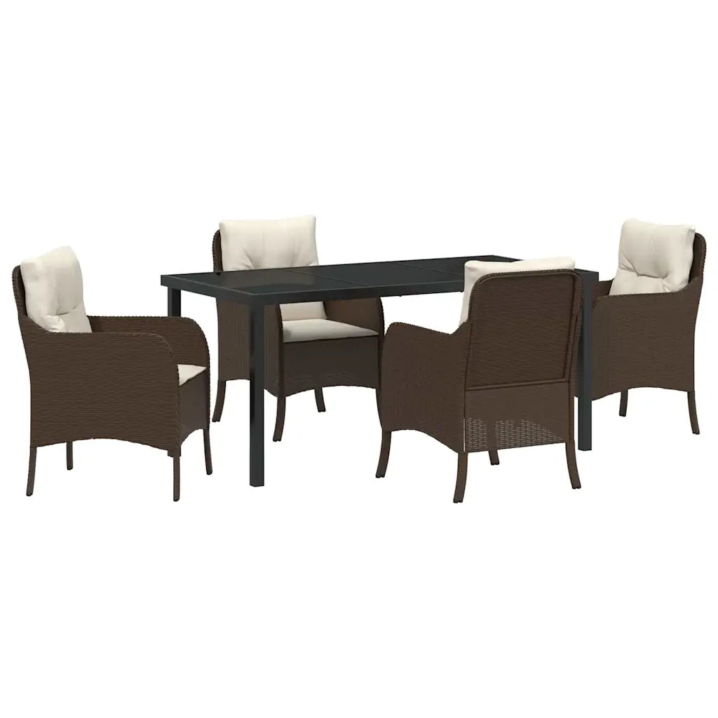 Set da Pranzo per Giardino con cuscino 5 pcs Marrone polyrattan 3380158
