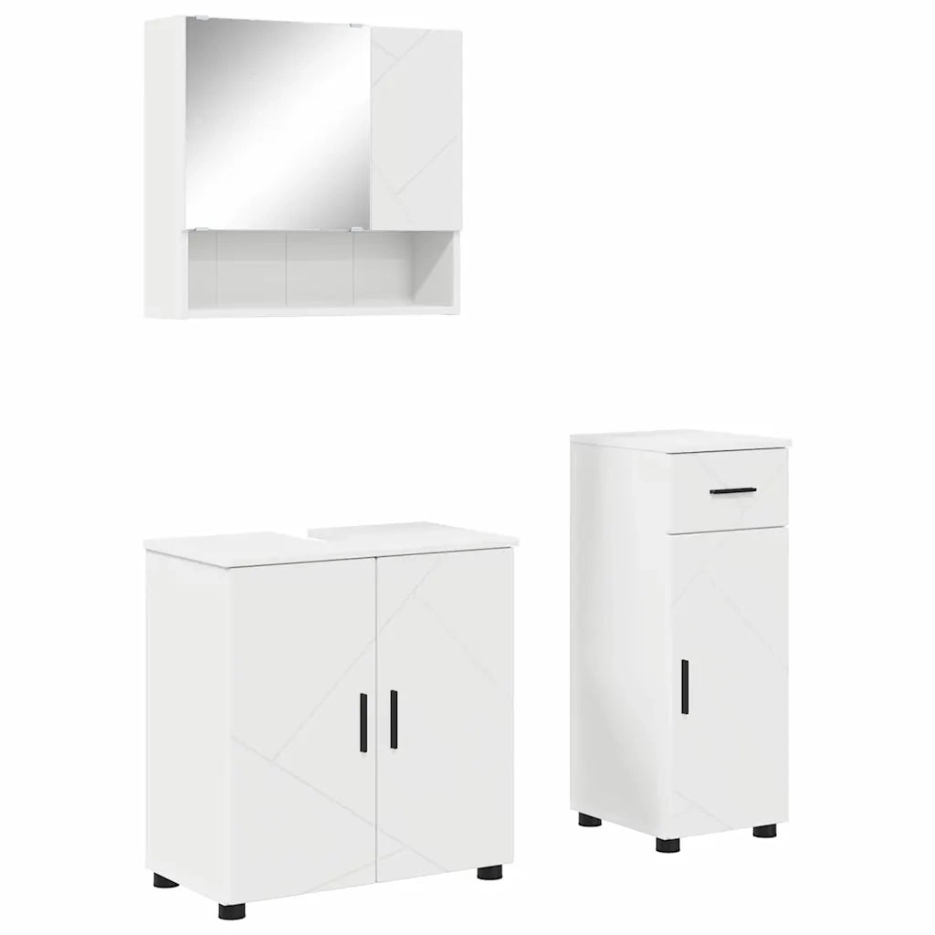 Set di mobili per il bagno con cassetto con porta 3 pcs Bianco