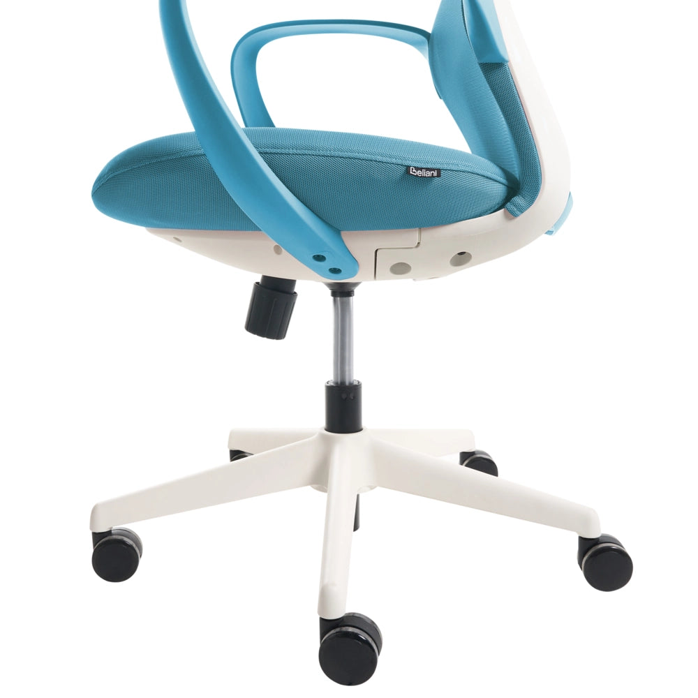 Sedia da ufficio in rete blu Base girevole Braccioli Schienale reclinabile Altezza regolabile Seduta in schiuma modellata PU Ufficio domestico Open space