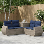 Set di divani 5 pz Grigio e Blu Navy Rattan sintetico e Acciaio 3447899