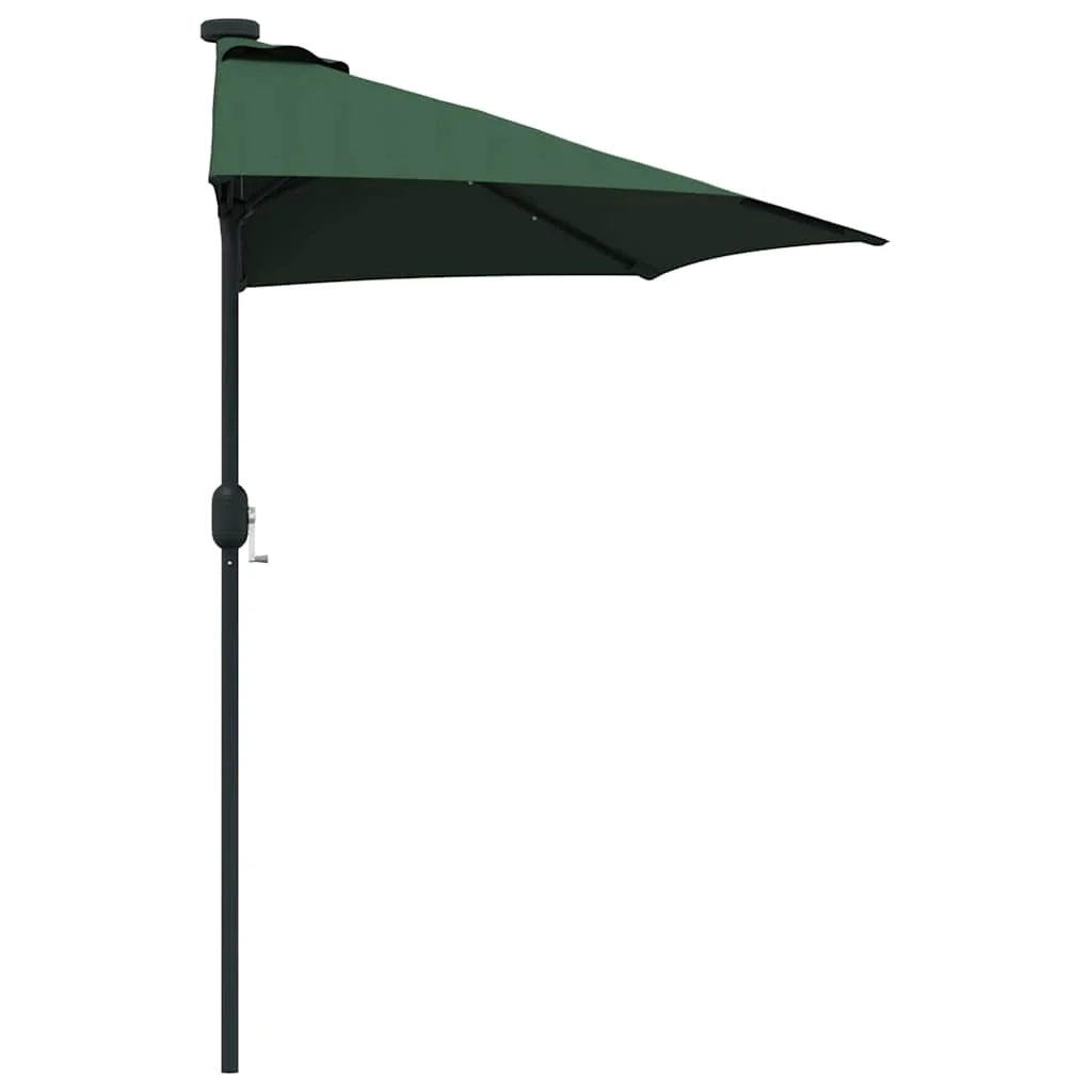 Ombrellone da giardino pieghevole moderno con LED solari 294 x 150 x 223 cm poliestere verde 02_0058659