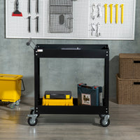 Carrello Porta Attrezzi Utensili da Lavoro 84,5x38x84 cm in Acciaio Nero
