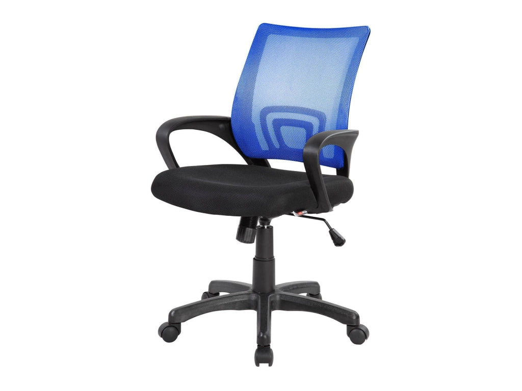 Sedia da ufficio Reticolo, Sedia operativa a rete con braccioli, Seduta ergonomica da ufficio, 59x54h90/100 cm, Nero e Blu