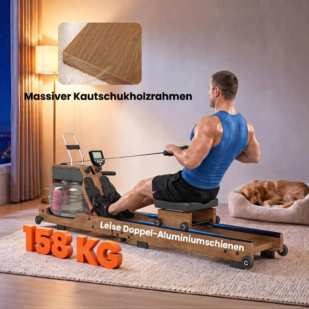 Vogatore per Casa ¨C Zephmum ¨C Legno di Gomma Pieghevole Bluetooth APP Doppia Guida LCD 158 kg
