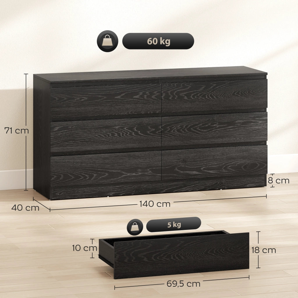 Cassettiera Moderna ¨C zephmum ¨C Nero Grafite 140x40x71 cm