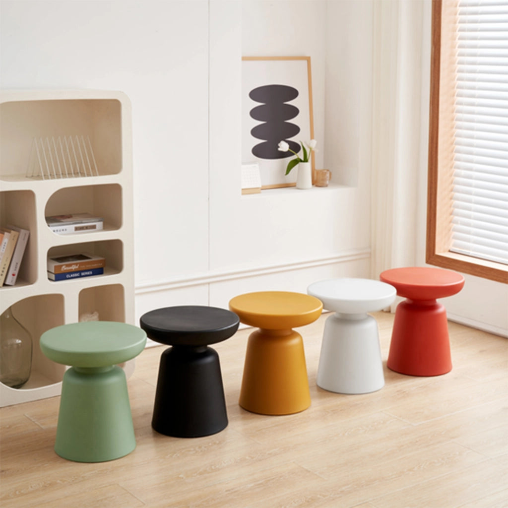 Tavolino da Caffè Posio Piano Rotondo e Base a Campanello 44 x Ø40 cm Bianco [en.casa]