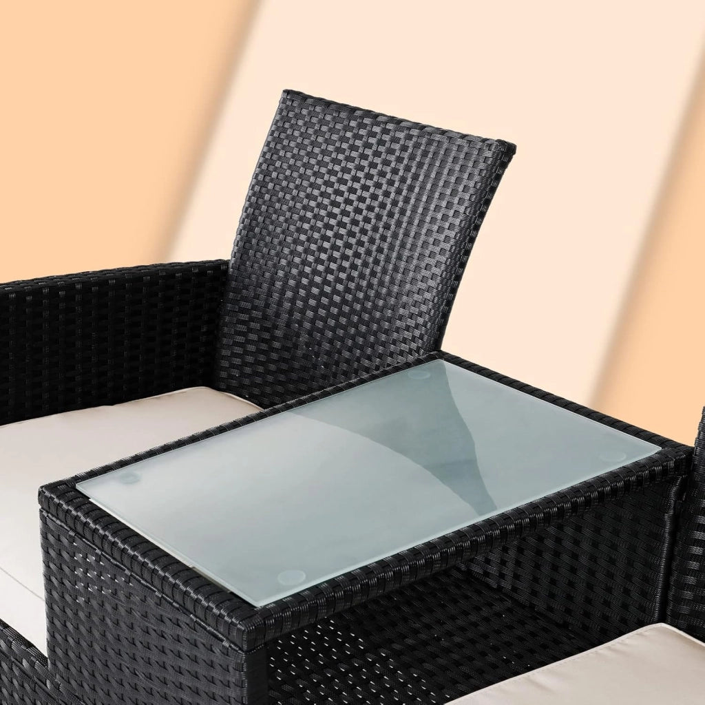 Panchina da Giardino Polyrattan Resistente 143x55x88cm Panca da Balcone 2 Posti Esterno Mobili Outdoor
