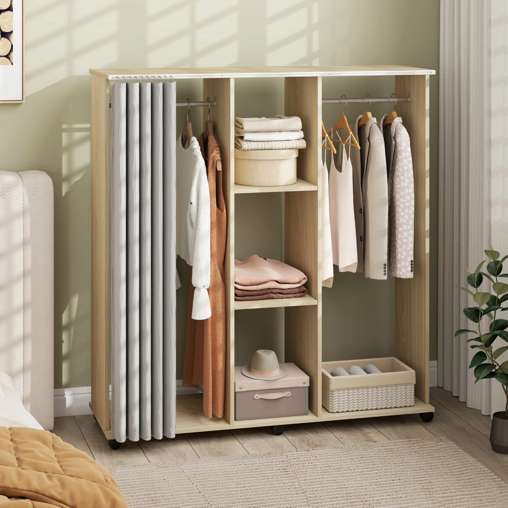 Armadio a rulli con appendiabiti ¨C zephmum ¨C legno naturale 120x40x128 cm