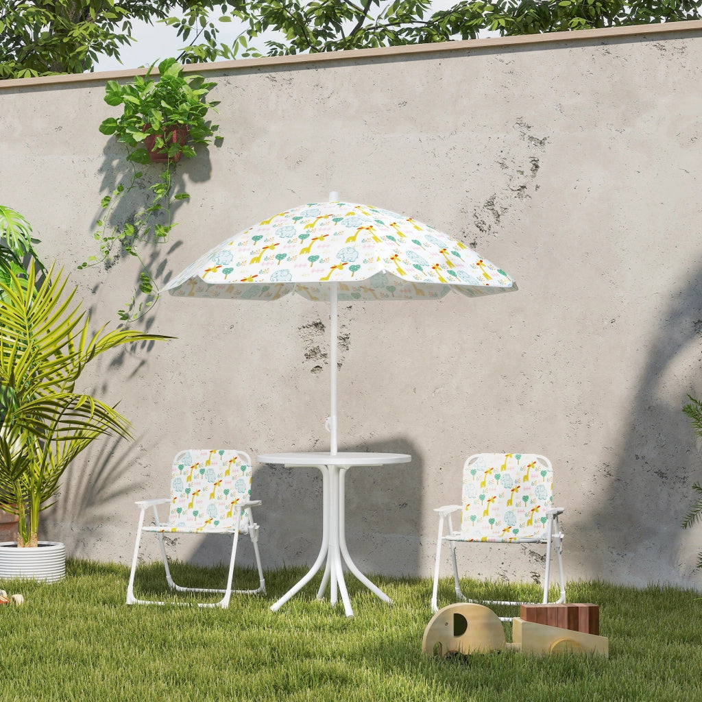 Set Tavolo e Sedie da Giardino per Bambini 4 Pezzi ¨C zephmum ¨C Bianco