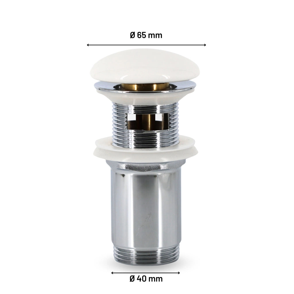 Piletta click clack 1.1/4 in ottone cromato ceramica bianca per lavabo bagno *** finitura- lucido, confezione 1