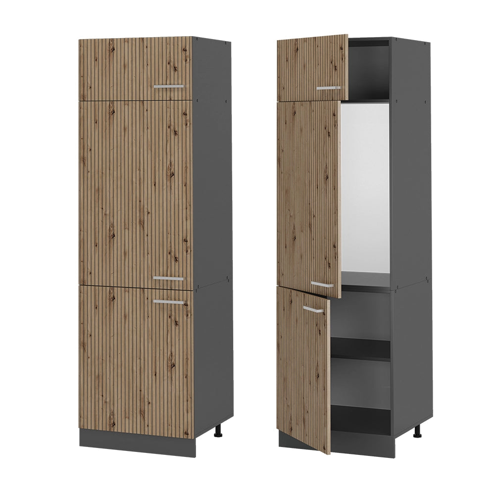 Armadio frigorifero R-Line Rovere artigianale/Antracite 60 cm Vicco