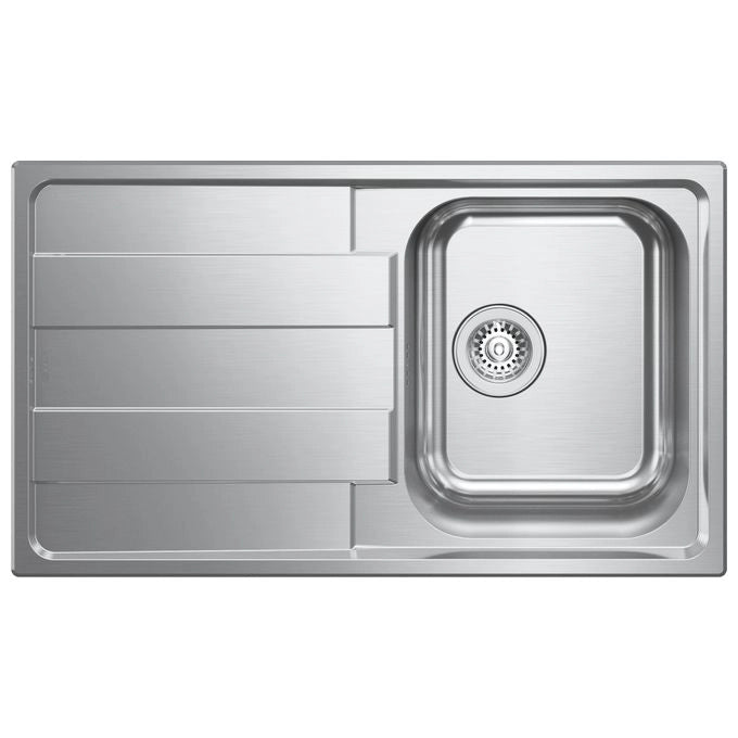 CM 015723 LEVANTE Lavello montato su piano 1 vasca Acciaio inox satinato con scolapiatti posizionabile (86x50 cm) colore Argento