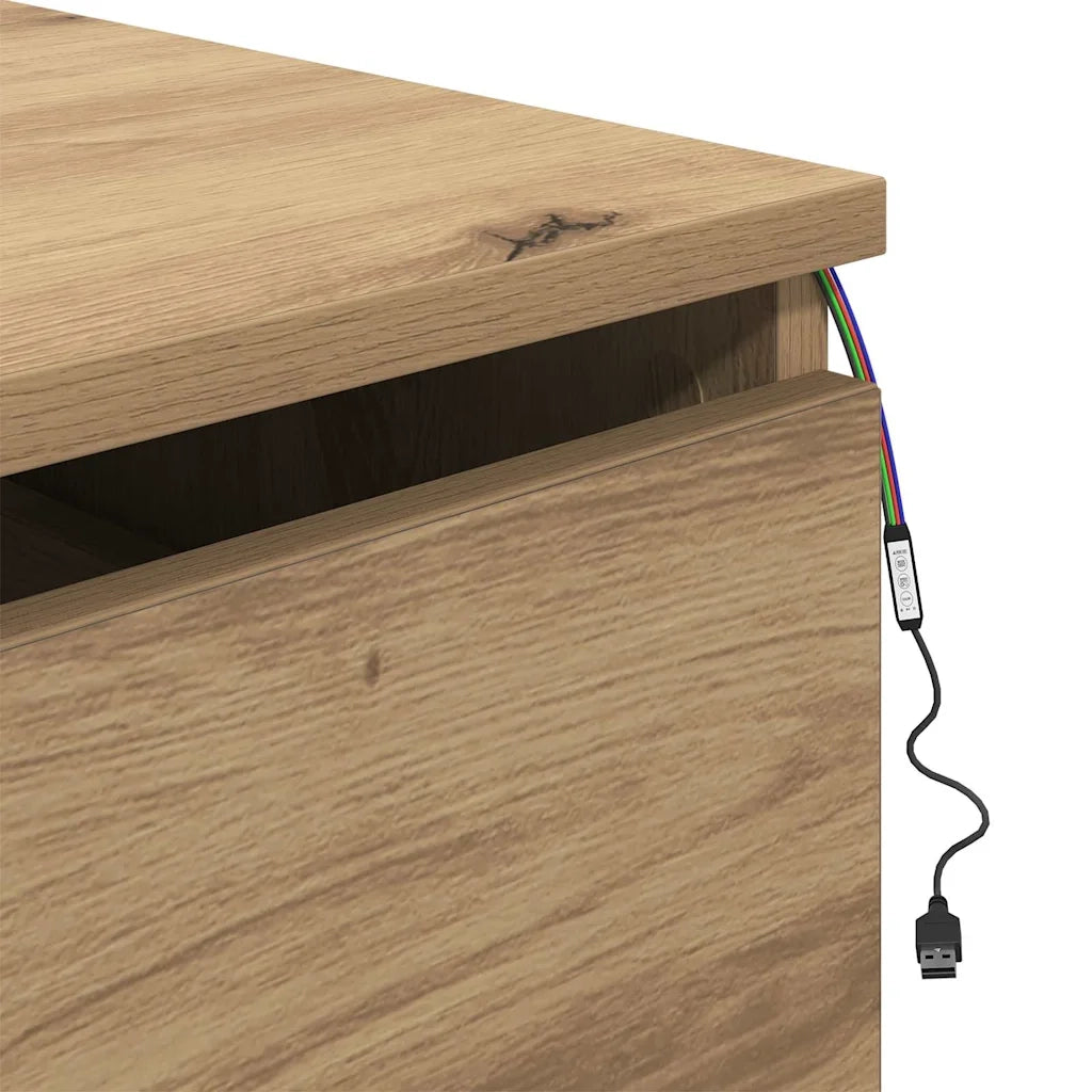 Mobiletto da comodino a parete con cassetto-Tavolino da notte Rovere artigianale