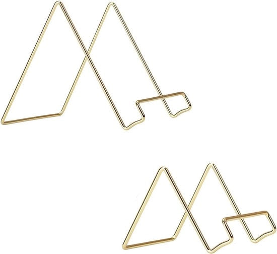 Due display supporti in acciaio, display stand per arte, supporto per tavola di mulo in acciaio dorato, display per foto, supporto per tablet e telefono in acciaio, display stand con supporto in acciaio grande e piccolo
