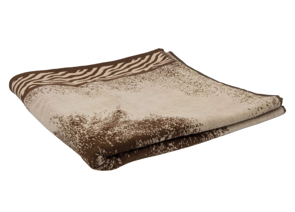Telo Mare Jacquard Spugna Asciugamano Spiaggia Disegno Safari Leone