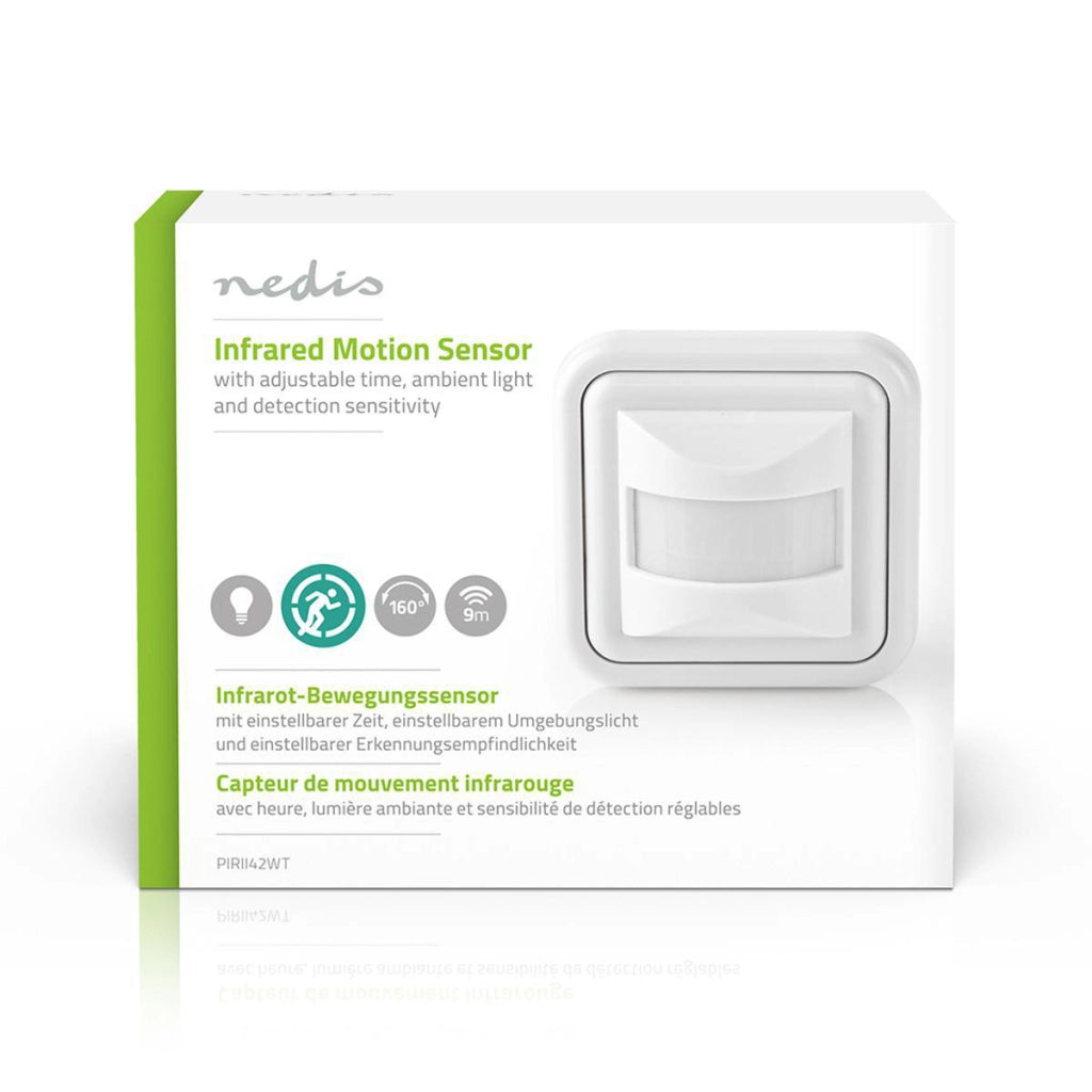 Rilevatore di movimento per interni tipo F 160° 500W 3 a 2000Lux Sensore PIR 9m Bianco Nedis