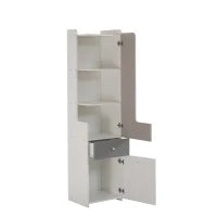 Libreria alta con ante a L e ampio spazio di archiviazione, 45 x 40 x 184 cm, Bianco