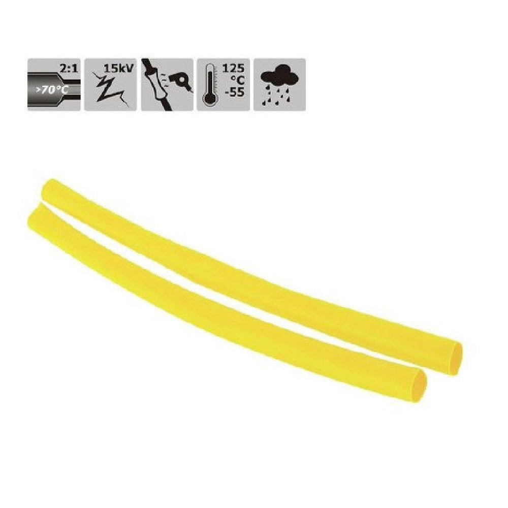 Trade Shop - Set 10 Pz Guaine Termorestringenti Termoretrattili Gialle 3x120mm Per Cavi 57087 -