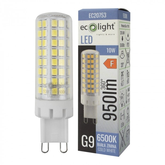 Lampadina LED G9 10W 950lm 6500K anti-sfarfallio Ecolight