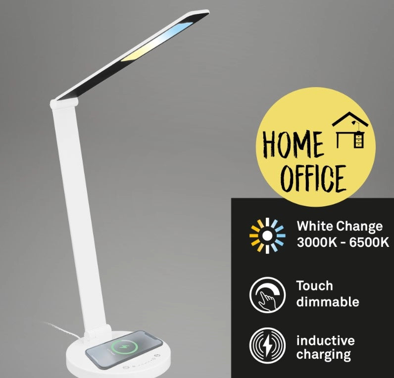 Briloner Cuma LED lampada da tavolo, superficie di carica induttiva, dimmerabile, bianco LED 3 W 290lm, 3000-6500K
