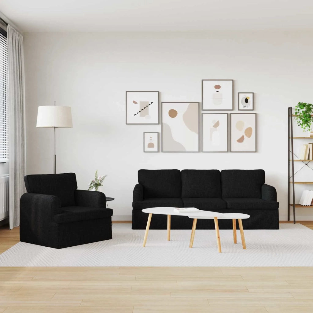 Set di divani 2 pcs Nero 201 x 80 x 85 cm Tessuto