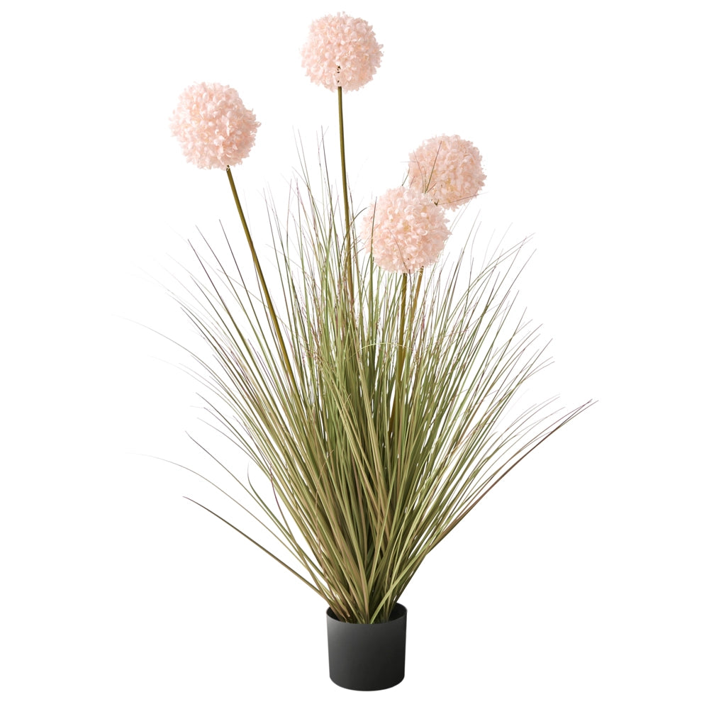 Pianta artificiale in vaso Erba verde Fiore di canna rosa Rosa di Guelder e vaso di plastica nero 120 cm Accessorio decorativo per la casa