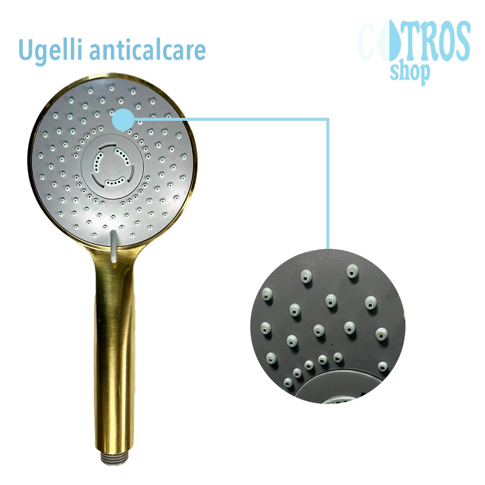 Doccetta oro spazzolato 3 getti ugelli sistema anticalcare
