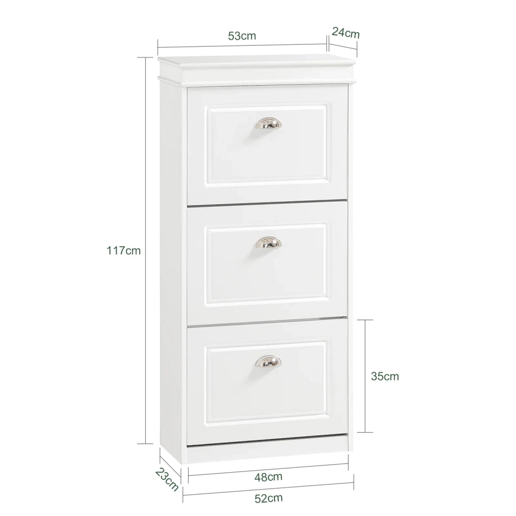 Scarpiera salvaspazio Slim con 3 ante Portascarpe Salvaspazio Regolabili 52x23x117cm Bianco FSR94-W