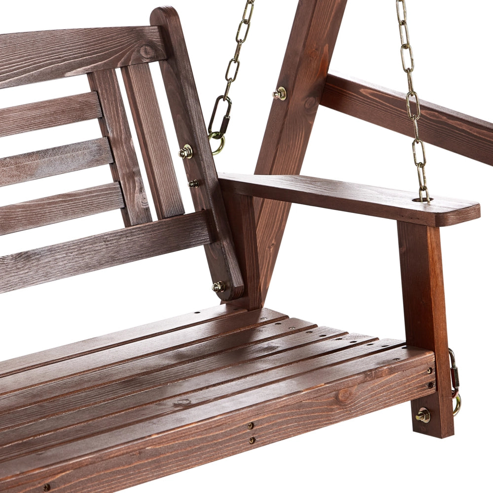 Dondolo da giardino rustico in marrone scuro massiccio stile tradizionale esterno