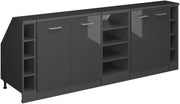 Set di mobili sottotetto Rion, Antracite lucido, 210 cm Set di 5 carcasse armadio profondità 60 cm, adatto per il salvaspazio sotto tetti spioventi