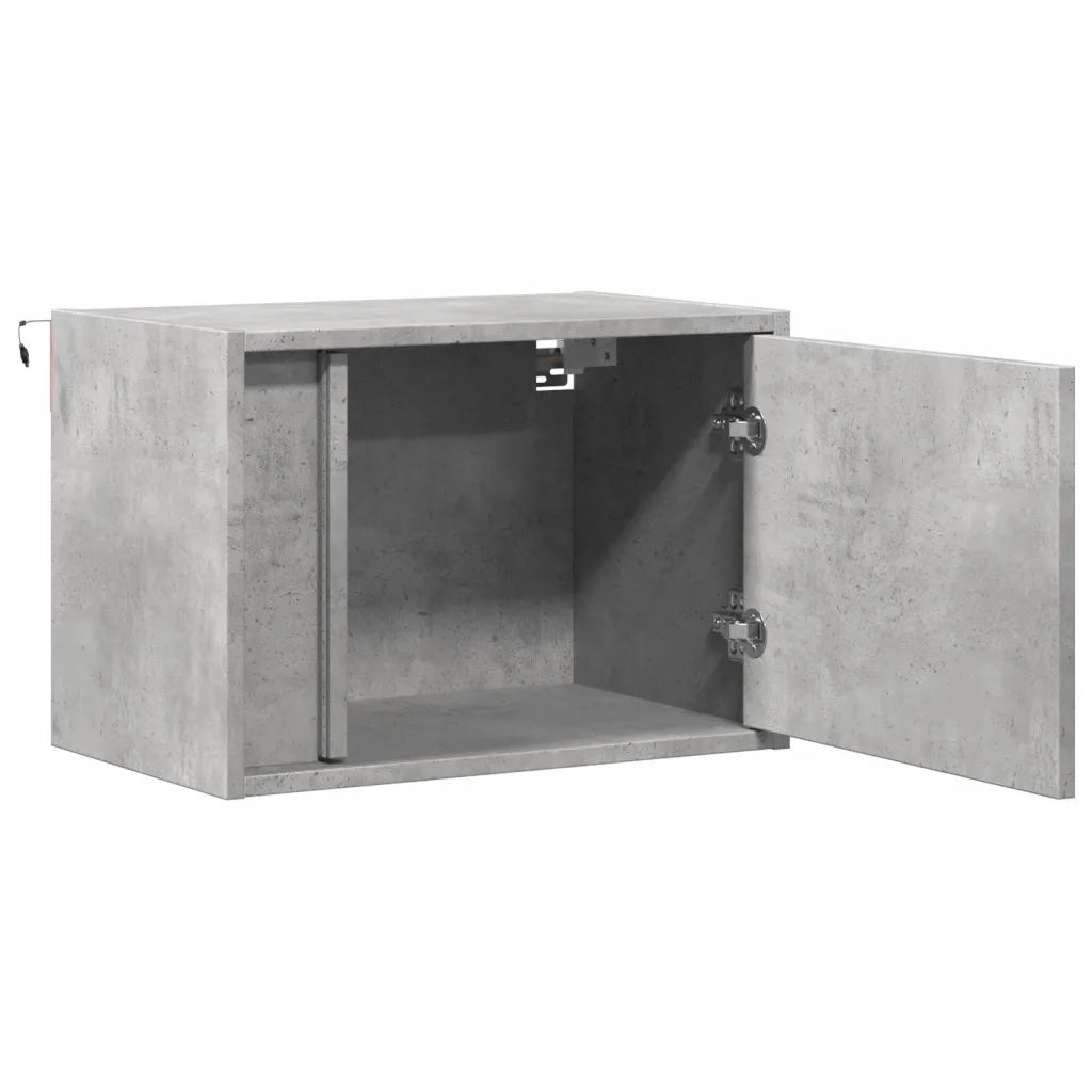 Comodini a Parete con Luci LED 2 pz-Set di 2 Tavolino da notte Grigio Cemento 461339
