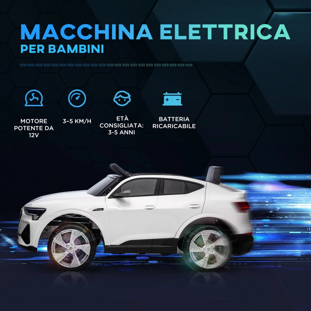 EasyComfort Auto Elettrica per Bambini 3-5 Anni, Macchina 12V con Telecomando e Luci Colorate, Velocità Fino a 8km/h, Bianco